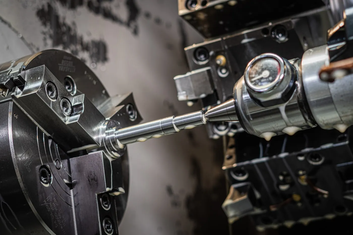 Close-up of a CNC machine in operation